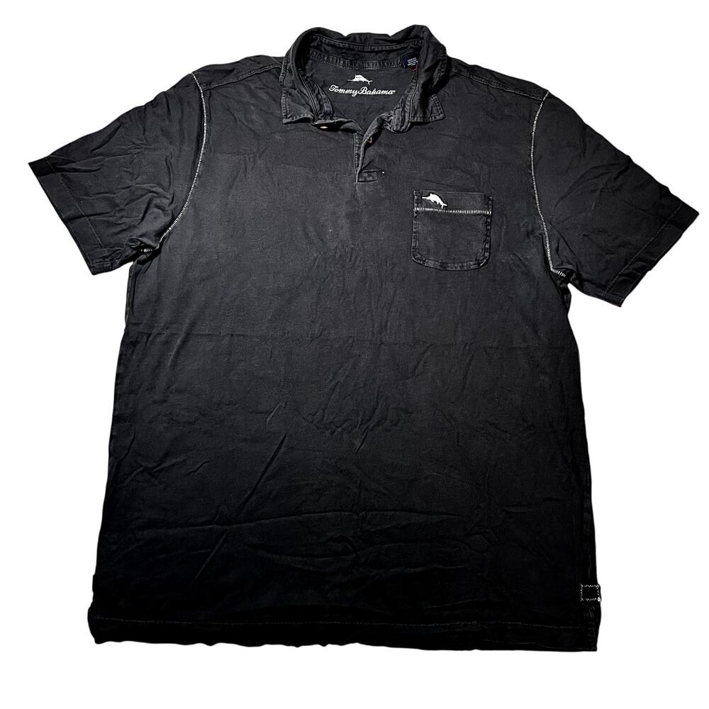 Tommy Bahama Men’s Black Polo Shirt, Pima Cotton, Size L